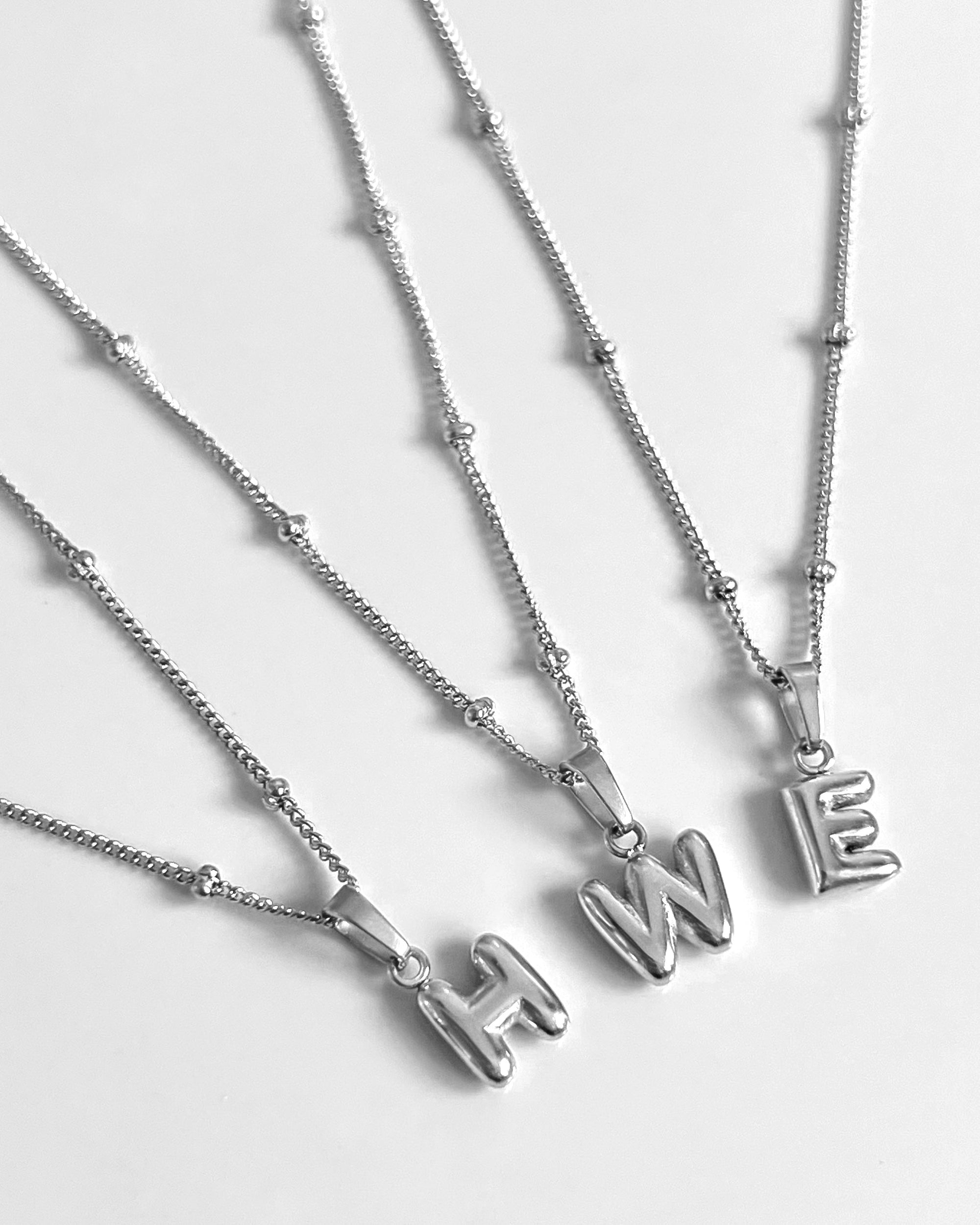 Buy HECHUANG Iced out Bling Initial Bubble Letter Pendant Necklace  Men/Women Silver Rope Chain Online at desertcartINDIA